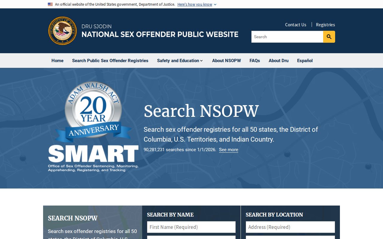 National Sex Offender Public Website cross-state registry search