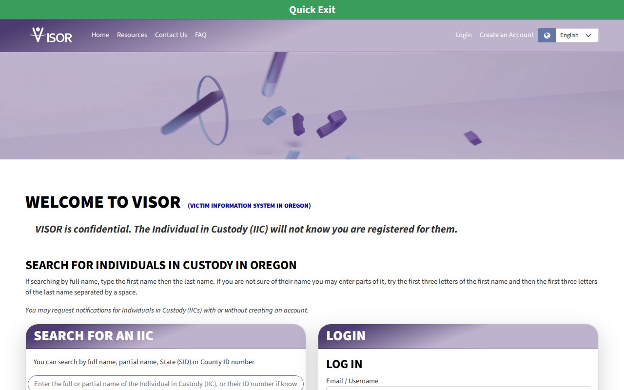 Malheur County criminal record VISOR state custody search